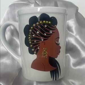 White Mug with Bling Artistic Design